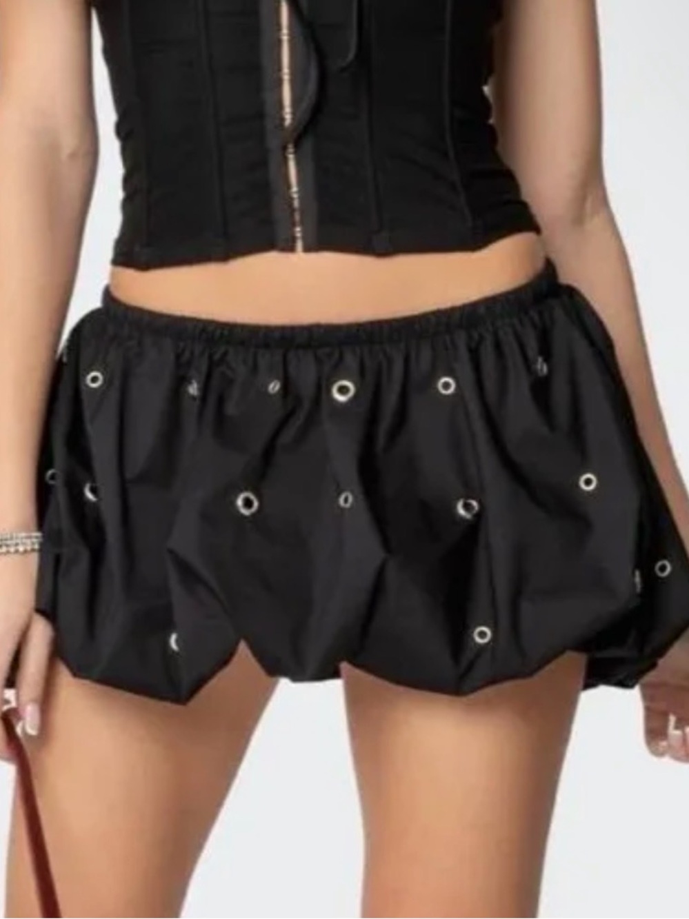Edited Black Grommet Bubble skirt xs